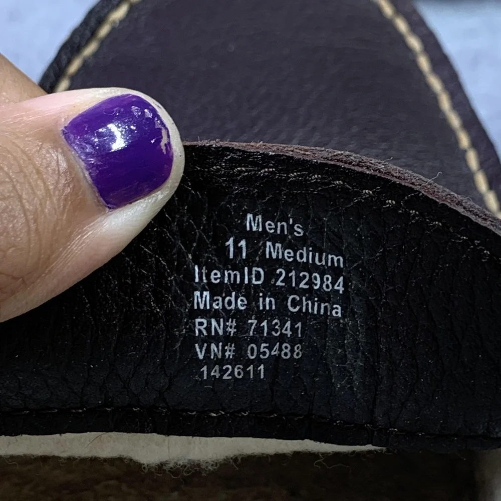 L.L. Bean Shoes Mens 11 Brown Leather Moccasin Fleece Lined Slippers Boat Preppy